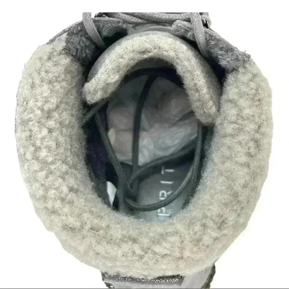 Size 8 - Esprit Candis Grey Faux Leather Faux Fur Trim Womens Ankle Boots - Picture 7 of 16